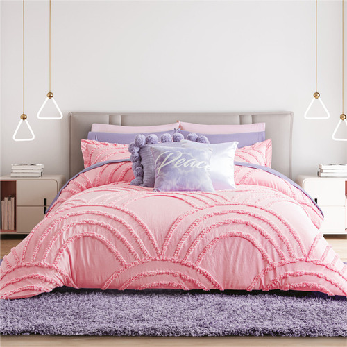Edredón King Size C/fundas Poliéster Concord Color Rosa Diseño De La Tela Liso