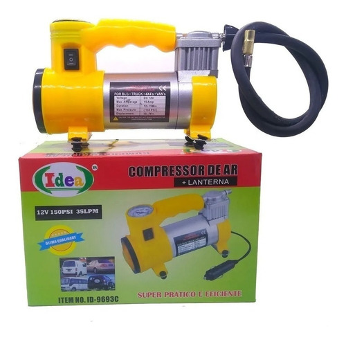 Compressor Ar Veicular 12v Carro Moto Encher Rápido 9693c