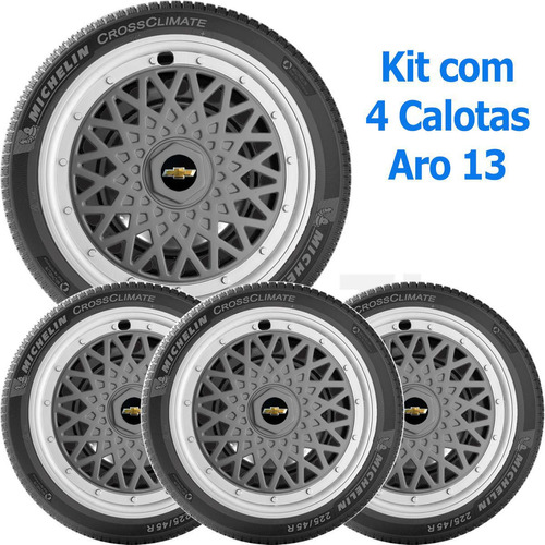 4x Calota Sport Gm Corsa Celta Classic Aro 13 Grafite 600ptg