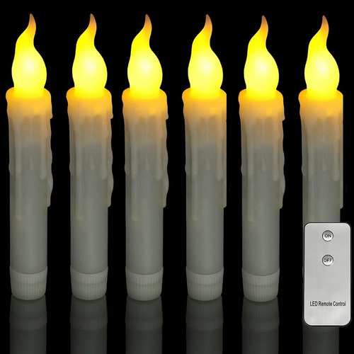 6 Velas Led Cónicas Con Control Remoto Sin Llama, Funciona C