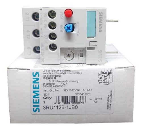 Rele Sobrecarga 7 A 10 Amp 3ru1126-1jb0 Siemens 