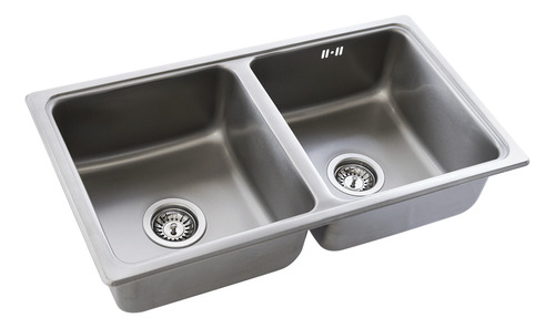 Pileta Doble Encastrable Deluxe Inox 304 71x37x18 Mi Pileta