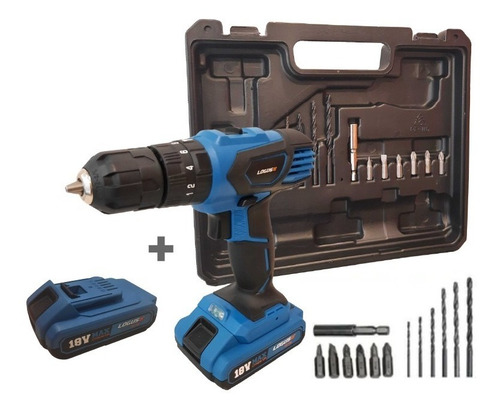 Imagen 1 de 9 de Taladro Percutor Inalam Litio Logus 18v Max + Maletin 2 Bat