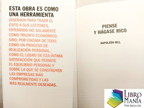 Imagen 3 de 5 de Piense Y Hágase Rico - Napoleón Hill. Biblok