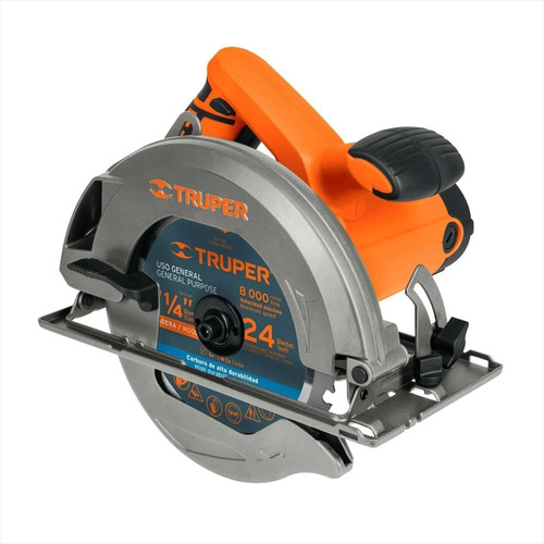 Sierra Circular, 7-1/4 , Profesional, 1500 W Truper 11004 Color Naranja Frecuencia 60 Hz 127V