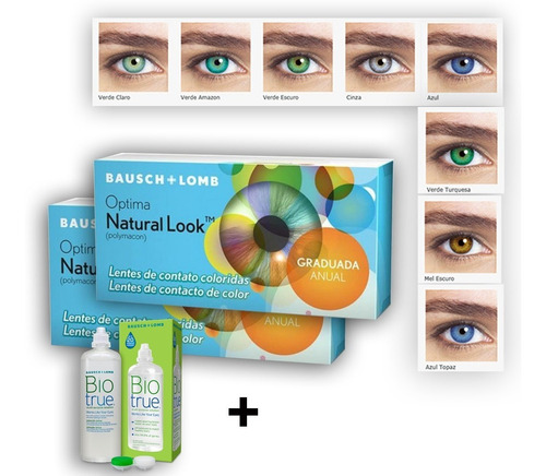 Lente De Contato Colorida Natural Look Com Ou Sem Grau Anual