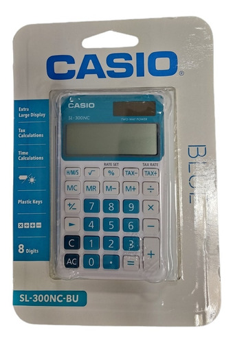 Calculadora Casio Sl-300nc-bu 8 Digitos Azul Y Blanca