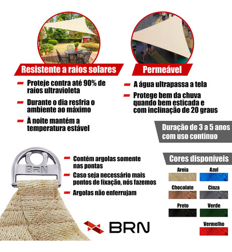 Tela Toldo Chocolate 7x3 Metros Com Argolas Adicionais