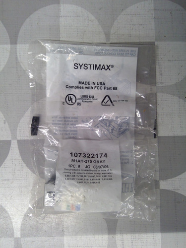Systimax M1ah-270 107322174 6 Wire Rj11 Utp Jack, Gray * Bby