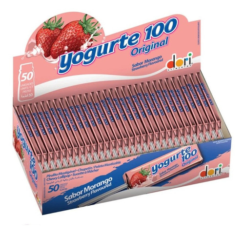 Caixa Pirulitos Mastigáveis Yogurte 100 Original Com 50 Unid