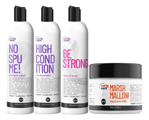 Kit Curly Care No Spume + Máscara Marshmallow E Be Strong