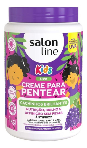 Kit 2 Cremes + 2 Gelatinas Kids Morango E Uva 1kg Salon Line