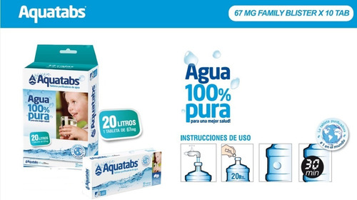 Imagen 3 de 10 de Tableta Pastilla Purificadora De Agua Aquatabs 1 X 20 Litros