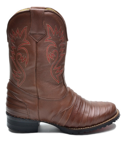 Bota Masculina Country Cano Longo Alto Texana Botina Couro