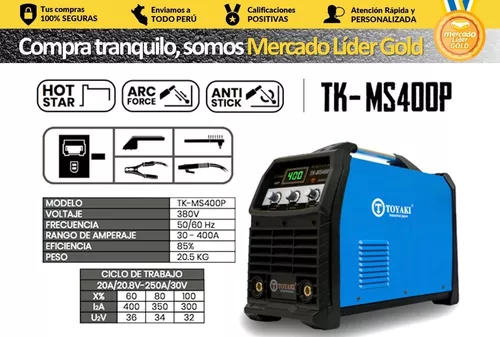 MAQUINA SOLDAR INVERSORA 400A TRIFASICO 380V  TOYAKI JAPAN INDUSTRIA –  Ferropolis