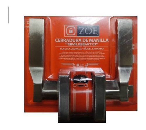 Cerradura De Manilla Smusatto Roseta Cuadrada Niquel Zoe