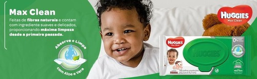 Lenço Umedecido Huggies Max Clean Com 48 Unidades