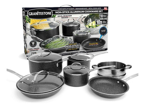 Batería De Cocina Antiadherente Granito 10 Pzas Granitestone