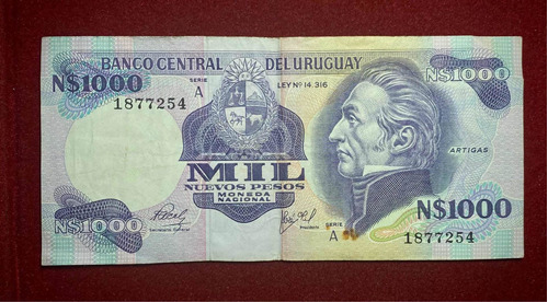 Billete 1000 Pesos Uruguay 1978 Pick 64 A Serie A