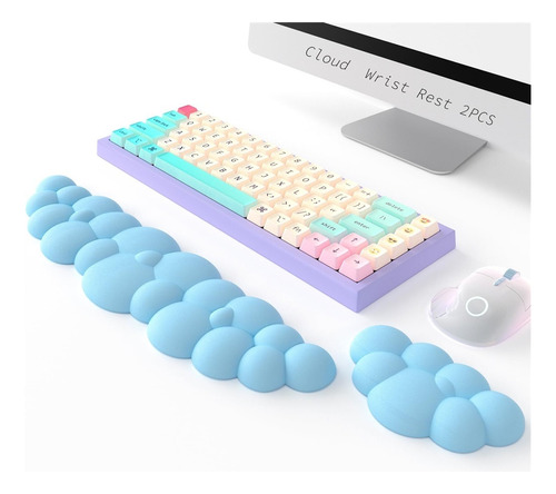 Keyboard Cloud Wrist Rest 2pcs, Soporte Alfombrilla Ratón