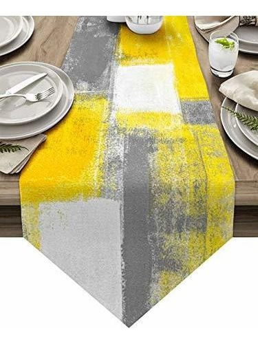 Cotten Linen Table Runner Abstract Paint Art Graffiti Lattic