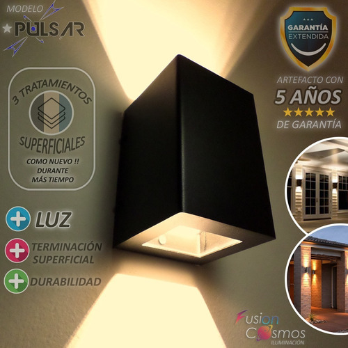 Imagen 4 de 10 de Aplique Bidireccional Luz Exterior Potente Led 12w Pack X14u
