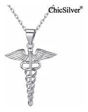 Chicsilver-collar Con Símbolo De Caduceo De Medicina Para Ho