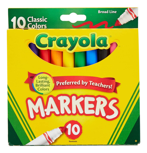 Crayola  Marcadores De Línea Ancha, Colores Clásicos 10 C.