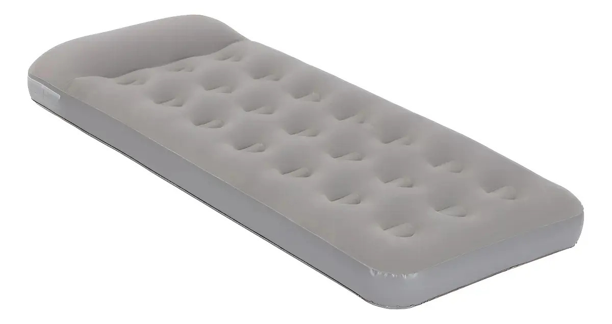 Colchon Inflable 1 Plaza Camping + Bolsa Coleman Gris