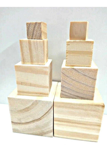 Imagen 2 de 2 de Cubos Madera Macizo Pino 4,5x4,5x4,5 Cm Souvenirs X5