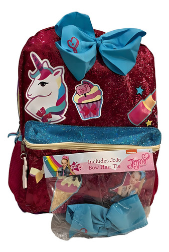 Mochila Jojo Back Pack Primaria Color Rosa Fiucha Diseño De La Tela Brillante