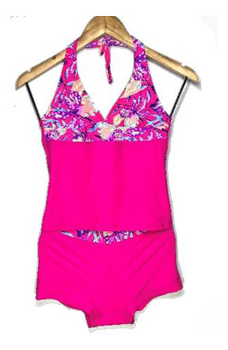 Shortkini Con Polo Fucsia Gl-32 Color Fucsia