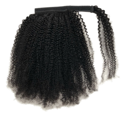 Rabo De Cavalo Cabelo Humano Afro Curly Cor Preta 45cm 100g