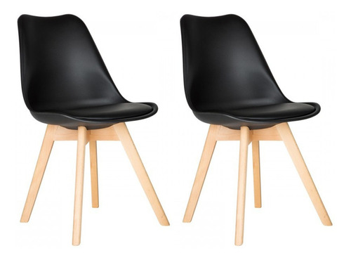 Silla Tulip Set X 2 Unid Patas De Madera Asiento Acolchado