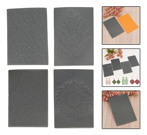 4x Hojas De Textura De Arcilla De Silicona Sellos
