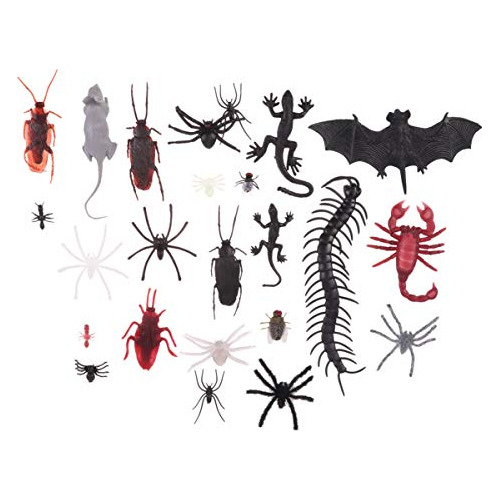 Plastic Realistic Bugs, Spider Bat Cockroach Insect Toy...