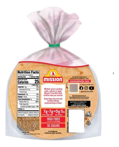Mission Zero Net Carb, Tortillas Sundried Tomato Basil 252g