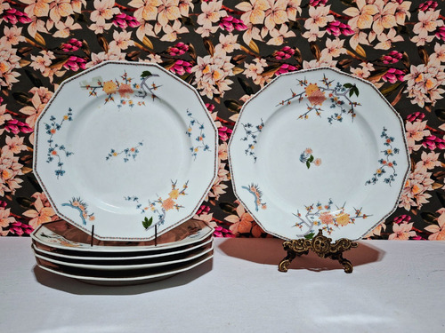 Juego De 6 Platos Playos De Porcelana Limoges Lanternier