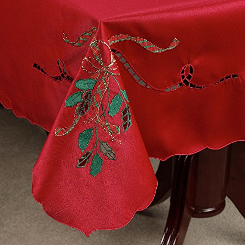 Mantel Navideño Rojo Oblongo 60x140 Bordado
