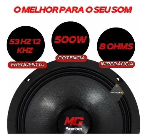 Médio Grave Bomber Copper Ring 8 Pol Woofer 500w Rms 8 Ohms cor