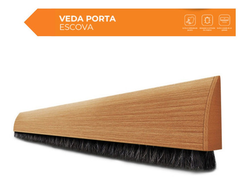 Imagem 2 de 8 de Rodinho Vedador Fácil Instalação Cor Madeira Clara 80 Cm