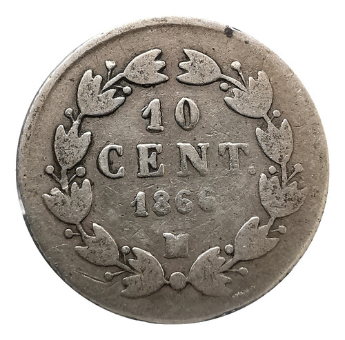 Moneda 10 Centavos Maximiliano Plata Original 1866 Mo