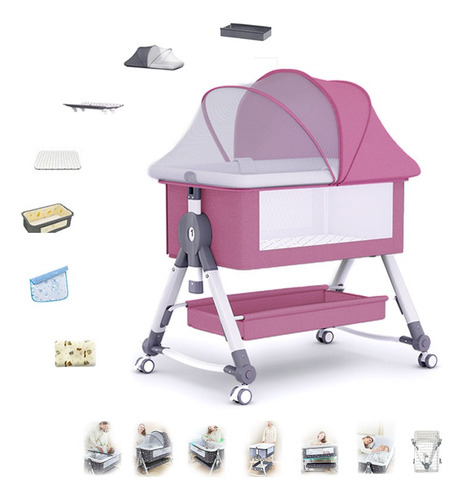 Cuna Corral Bebe Colecho Plegable7en1 Ajustable Y Mosquitero