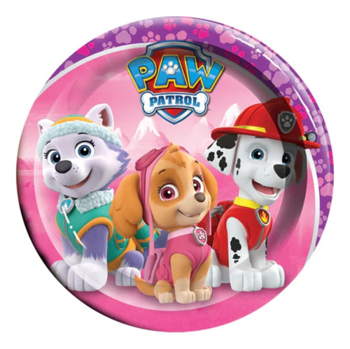 Plato Pastelero De Cartón Paw Patrol Niña-6 Pzas- Pingusp1