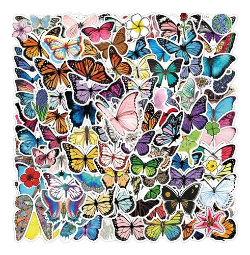 Pack De 50 Stickers Mariposas De Colores Papeleria Scrapbook