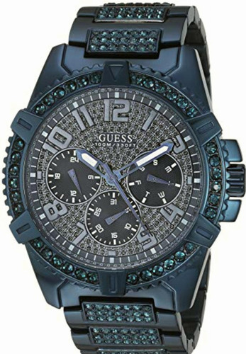 Guess Reloj De Pulsera De Acero Inox. Cristal Azul