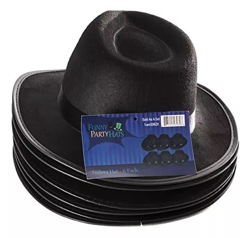 Funny Party Hats - Sombreros negros de Gangster - Sombreros negros tipo  Fedora - Sombreros de disfraz - Accesorios de disfraz