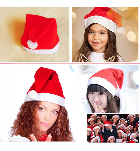 12pzs Gorros Navidad Santa Claus Navidad Fiesta Para Adultos Color Rojo