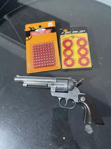 Arma De Brinquedo Preto Espoleta Revólver Cap Gun Plástico