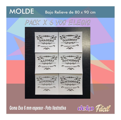Imagen 2 de 4 de Pack X 6 Molde Bajo Relieve Artística 8x9cm A Eleccion